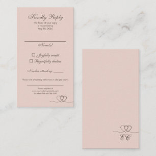 Blush Beige Calligraphy Wedding RSVP Card