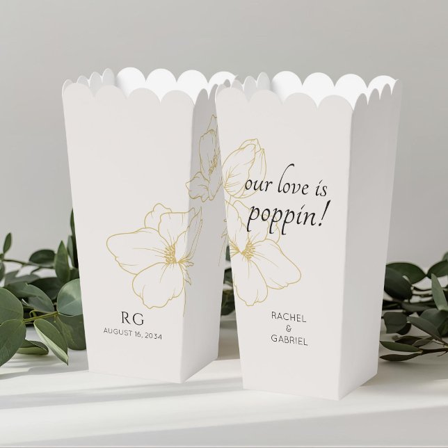 Blush Beige | Floral Couple Popcorn  Favour Box (Creator Uploaded)