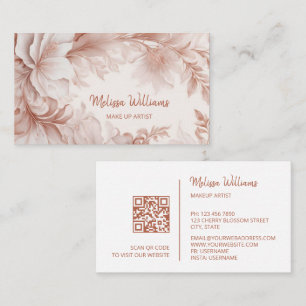 Blush Beige   QR Code Business Card