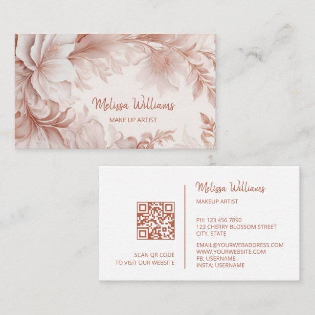 Blush Beige | QR Code Business Card (Front/Back)