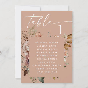 Blush Beige Romantic Floral Wedding Seating Chart Invitation