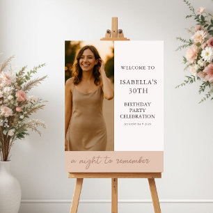 Blush Birthday Party Photo Welcome Poster