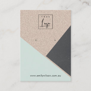  Blush Black Glitter Aqua Blue Earring Display Business Card