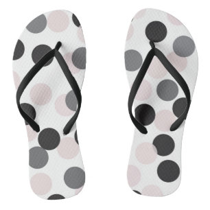 Blush & Black Large Bokeh Confetti Dots Pattern Flip Flops