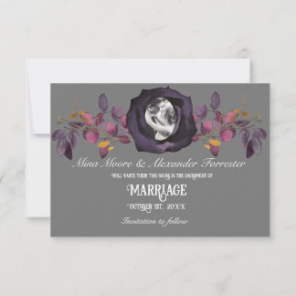 Blush Black Rose Photo Save Our Date Invitation