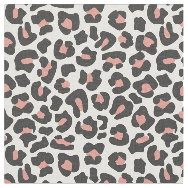 Blush Black White Leopard Print Fabric (Close Up)