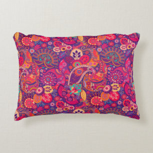 Blush Bloom: Artistic Pink Garden Pattern Accent Pillow
