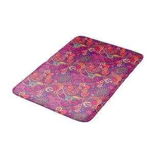 Blush Bloom: Artistic Pink Garden Pattern Bath Mat