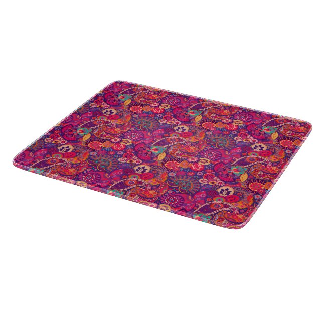 Blush Bloom: Artistic Pink Garden Pattern Cutting Board (Corner)