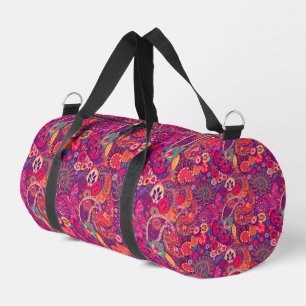 Blush Bloom: Artistic Pink Garden Pattern Duffle Bag
