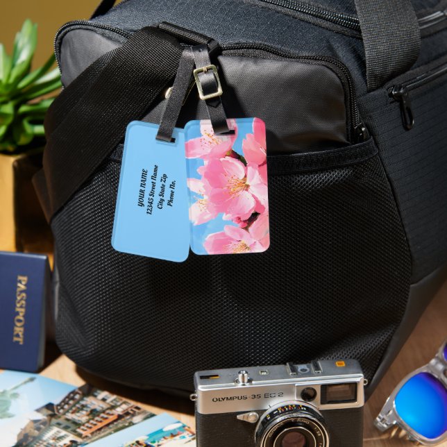 Blush Bloom Cherry Blossom Luggage Tag (Front & Back)