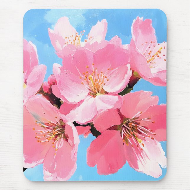 Blush Bloom Cherry Blossom Mouse Pad (Front)