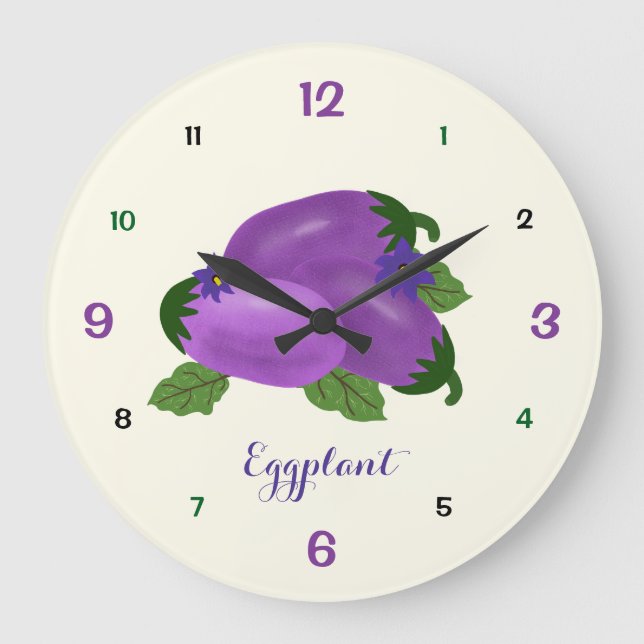 Blush & Bloom Eggplant Collection Large Clock (Front)