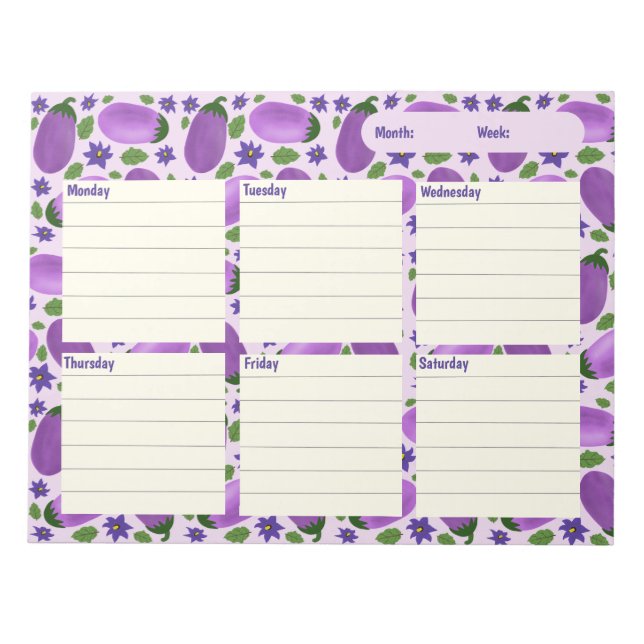 Blush & Bloom Eggplant Collection – Soft Lilac Notepad (Front)