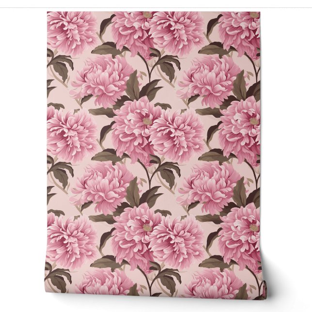 Blush Bloom Elegance Petite - Blush Pink and Taupe Wallpaper (Unrolling)