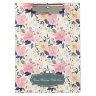 Blush & Bloom Elegant Floral Pastel Watercolor Clipboard