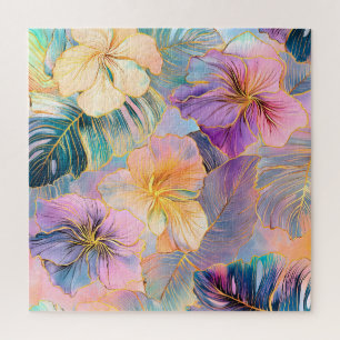 Blush Bloom Exotic Leaves Flower Jigsaw Puzzle