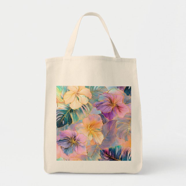 Blush Bloom Exotic Leaves Flower Tote Bag (Front)