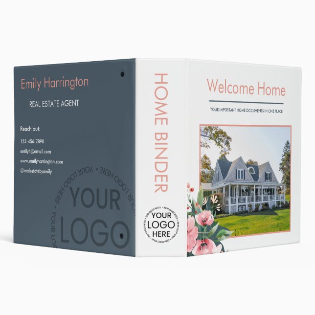 Blush Bloom Home Grey Real Estate Agent Binder (Background)