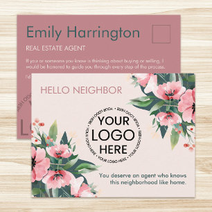 Blush Bloom Introduction Rose Real Estate Agent Postcard