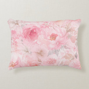 Blush Bloom Watercolor Floral Accent Pillow