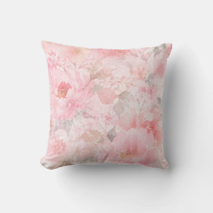 Blush Bloom Watercolor Floral Throw Pillow