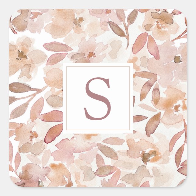 Blush Bloom Where You Are Planted - Floral Pattern Square Sticker (Front)