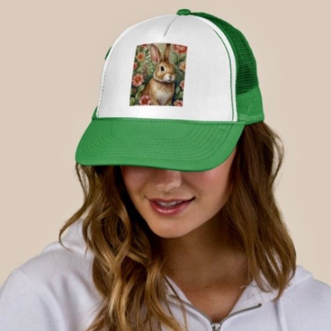 Blush Blooms and Bunny Dreams Trucker Hat  (Creator Uploaded)