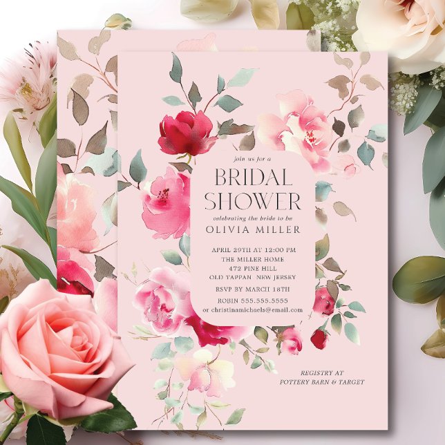 Blush Blossom Bridal Shower Invitations  (Creator Uploaded)