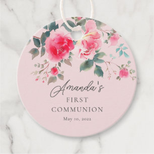 Blush Blossom First Holy Communion Favour Tags