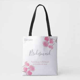 Blush Blossoms Personalized Bridesmaid Tote Bag