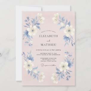 Blush Blue Botanical Wedding Invitation