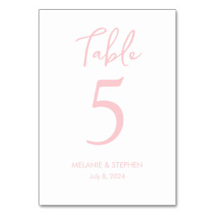 Blush + Blue Colour Block Wedding Table Numbers