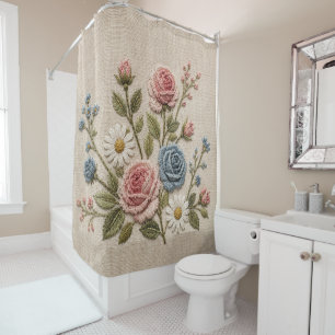 Blush & Blue Embroidered Roses