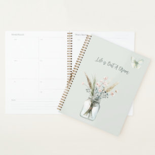 Blush Blue Flowers Jar Butterfly Planner