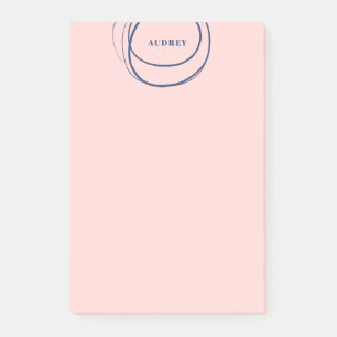Blush & Blue Ink Circle - Name Post-it Notes