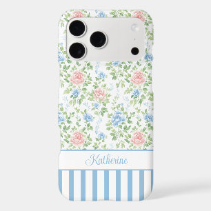 Blush Blue Watercolor Floral Monogrammed