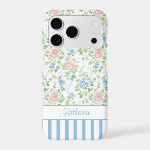 Blush Blue Watercolor Floral Monogrammed