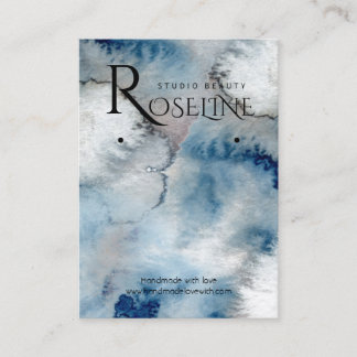 Blush Blue watercolor Logo Earring Display Business Card