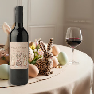 Blush Boho Bunny Easter custom Wine Label