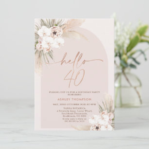 Blush Boho Floral Arch 40e Invitation anniversaire