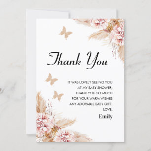 Blush Boho Floral Butal Baisers Carte de remerciem