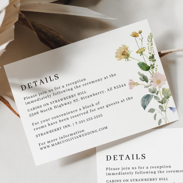 Blush Boho Floral Mariage Détails Carte de boîtier (Front)