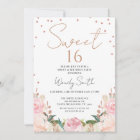 Blush Boho Floral Rose Gold Sweet 16 Birthday