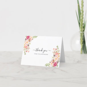 Blush Boho Funeral Memorial Wedding Shower Folded Thank You Card