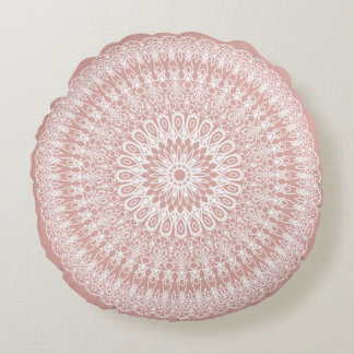 Blush Boho Mandala Round Pillow