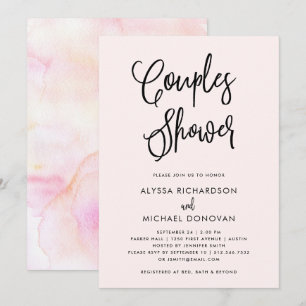 Blush Boho Watercolor   Couples Shower Invitation