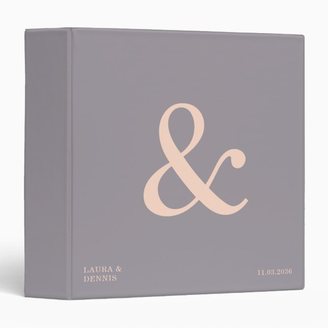 Blush Bold Monogram Personalized Wedding Album Binder (Front/Spine)