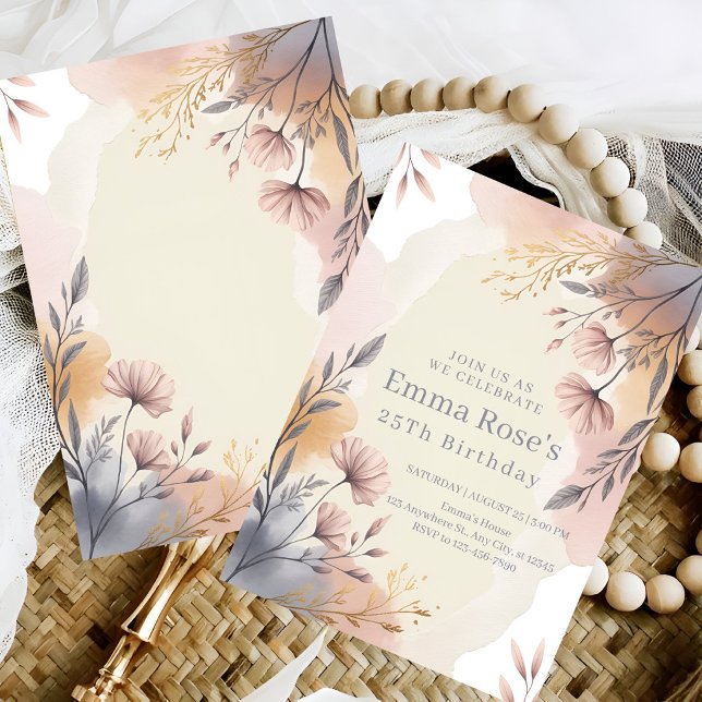 Blush Botanical Birthday Invitation (Creator Uploaded)