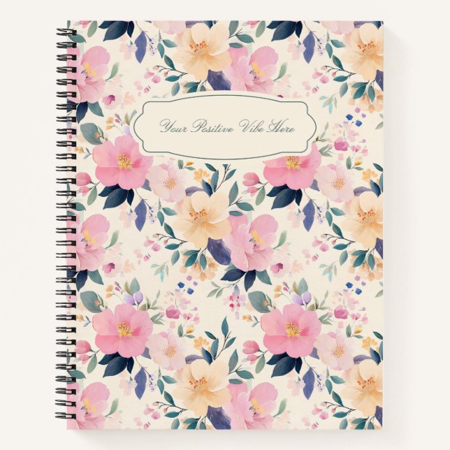 Blush Botanical Dreams – Elegant & Inspiring Notebook (Front)